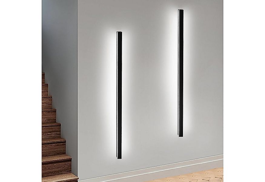 ZMH LED Wandleuchte Innen Wandlampe - 100CM Kaltweiß Schwarz Metall 32W Woh günstig online kaufen