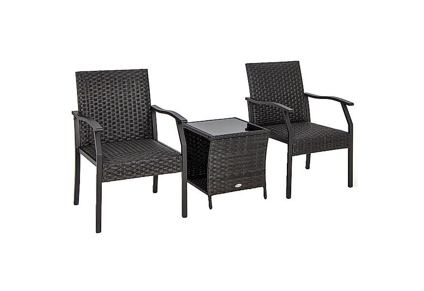 COSTWAY Balkonset, (3-tlg), Polyrattan Balkonmöbel für 2 Personen, wetterfe günstig online kaufen