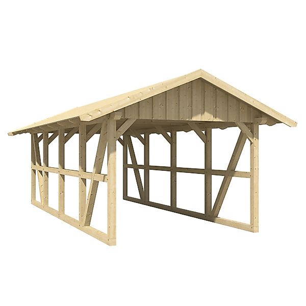 Skan Holz Carport Schwarzwald mit Dachschalung 424 x 772 cm Natur günstig online kaufen