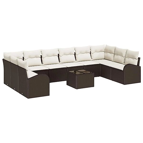 vidaXL Garten-Sofa-Set 11-Tlg Braun Poly Rattan 3346228 günstig online kaufen