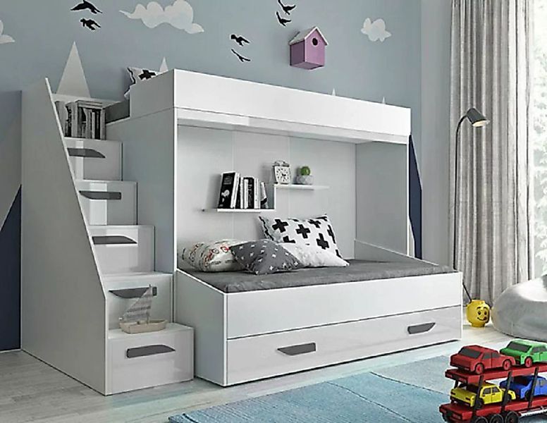 Feldmann-Wohnen Hochbett PARTY (Etagenbett, mit Bettschublade) Farbe wählba günstig online kaufen