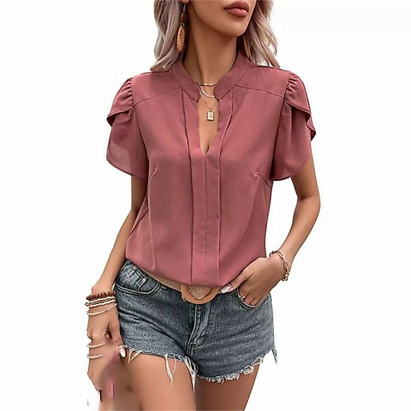 AFAZ New Trading UG Kurzarmbluse Damen-Pullover mit V-Ausschnitt, sexy rote günstig online kaufen