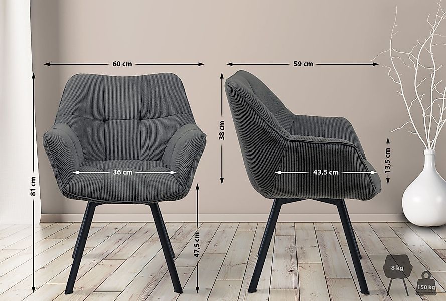 CLP Esszimmerstuhl Jordi (2er Set), mit günstig online kaufen