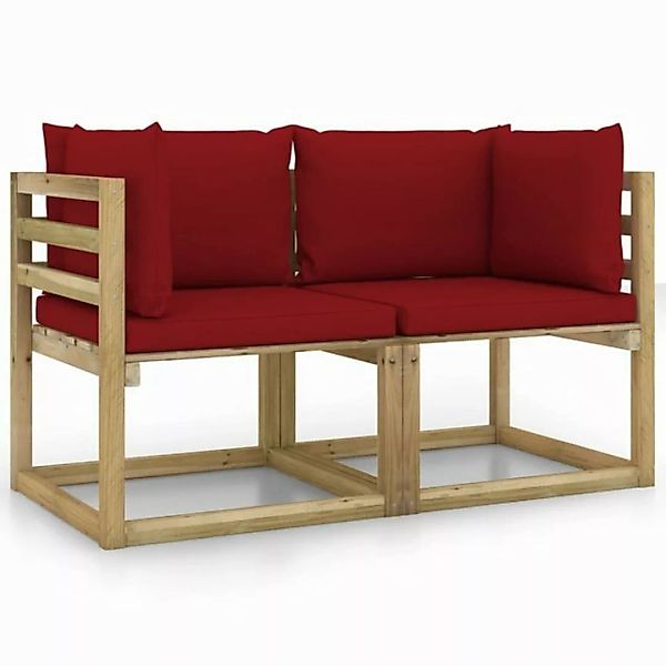 furnicato Ecksofa Garten-Ecksofas & Kissen in Grün 2 Stk. Kiefernholz, 1 Te günstig online kaufen