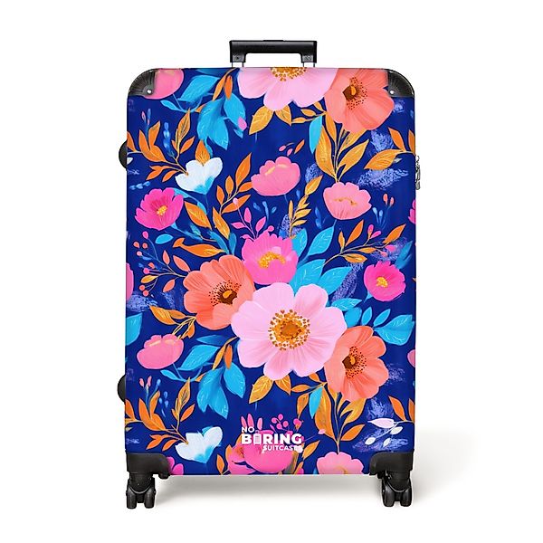 NoBoringSuitcases.com© Hartschalen-Trolley Florales Muster mit blauem günstig online kaufen