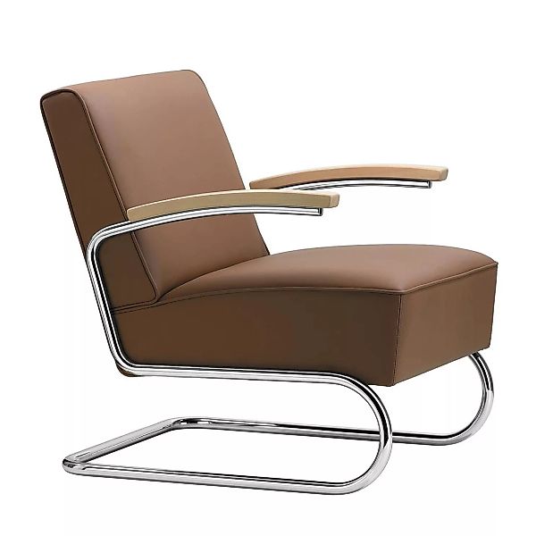 Thonet - S 411 Sessel 63x79x79cm Leder - Nubukleder natur 9 dunkelbraun/Gar günstig online kaufen