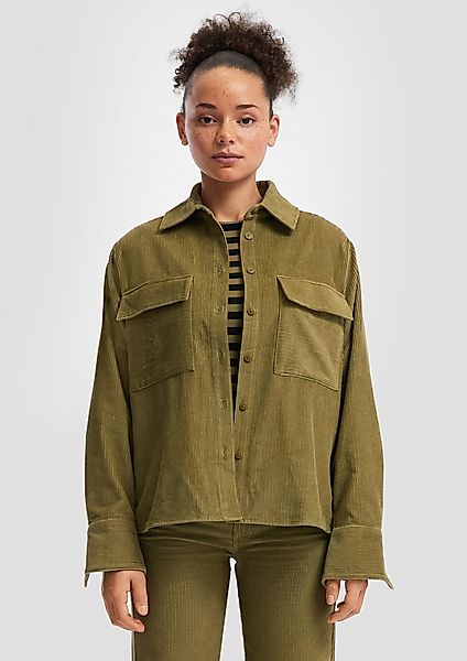 QS Langarmbluse Cord-Overshirt mit Brusttaschen günstig online kaufen