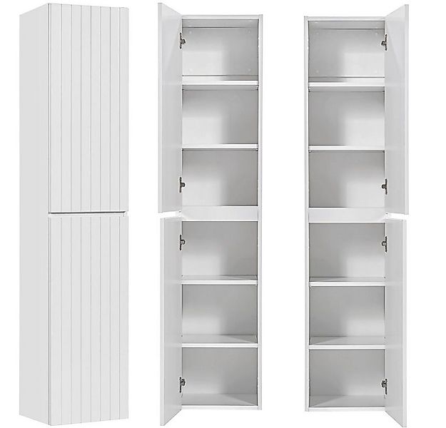 Lomadox Hochschrank IRAKLIO-56 Badmöbel in weiß matt mit 2 Türen, B/H/T: ca günstig online kaufen