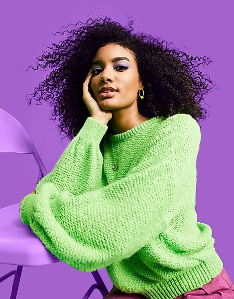 ASOS DESIGN – Oversize-Pullover mit Rundhalsausschnitt in Grün günstig online kaufen