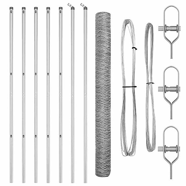 vidaXL Zaunpfosten Silber 10 x 1,6 m 50 mm Maschenweite Stahl 3352937 günstig online kaufen
