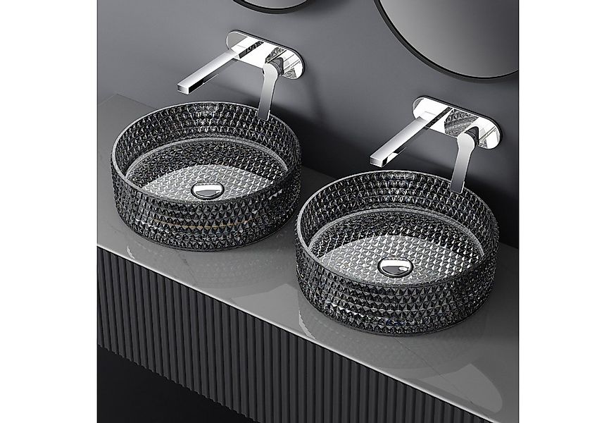 EMKE Aufsatzwaschbecken Ovales Aufsatzwaschbecken gehärtetes Glas transpare günstig online kaufen