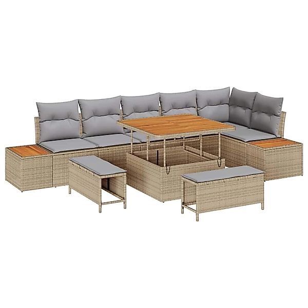 vidaXL 9-Teiliges Gartensofa-Set mit Kissen in Beige 3362927 günstig online kaufen