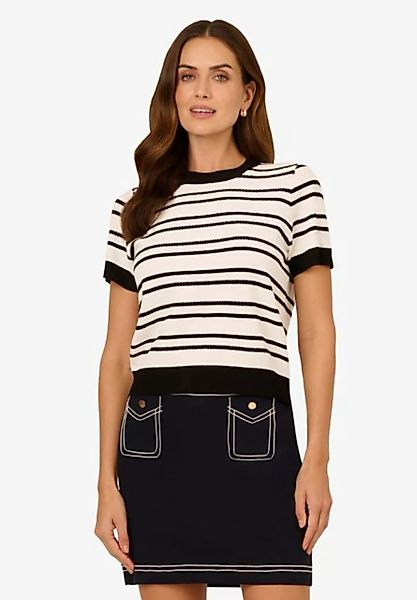 Adrianna Papell Strickpullover Crew Neck Striped Pointelle Contrast Trim Sw günstig online kaufen