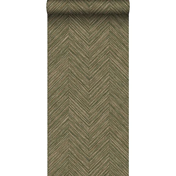Sanders & Sanders Tapete Fischgrätmuster Olivgrün 53 cm x 10 m günstig online kaufen
