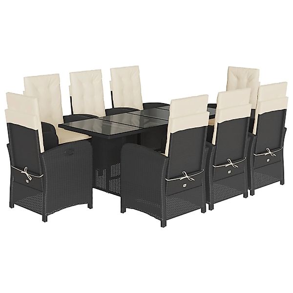 vidaXL 9-Tlg Garten-Essgruppe mit Kissen Schwarz Poly Rattan 3212249 günstig online kaufen