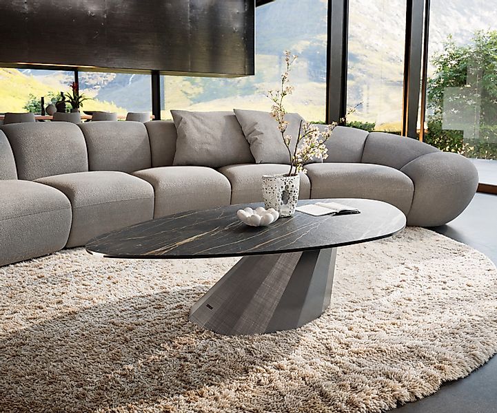 Couchtisch Edge Organisch 140x76 cm Keramik Laminam® Noir Desir Braun Parab günstig online kaufen