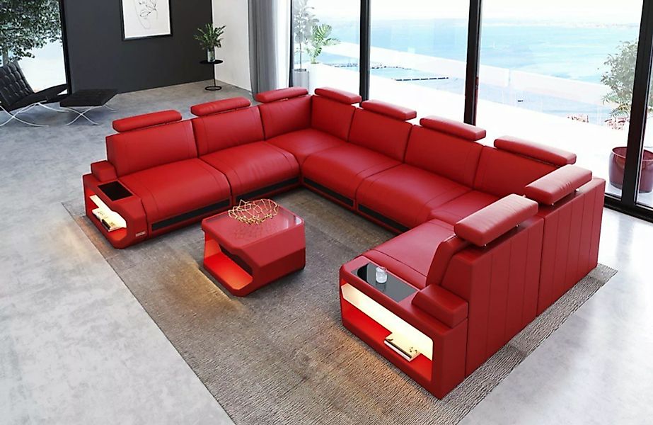 Sofa Dreams Wohnlandschaft Leder Couch Sofa Siena U Form Ledersofa, U-Form günstig online kaufen