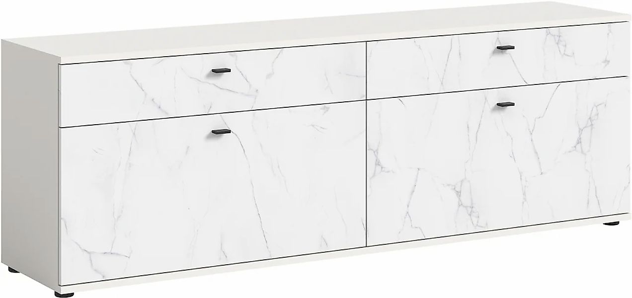 Home affaire Lowboard "CALCOLO, Breite 180cm, 2 Schubkästen, 2 Klappen, 2 F günstig online kaufen