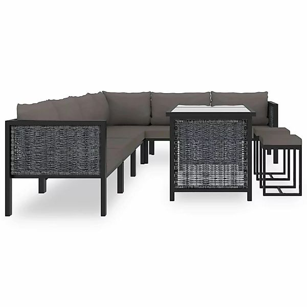 9-tlg. Garten-lounge-set Mit Auflagen Poly Rattan Anthrazit günstig online kaufen