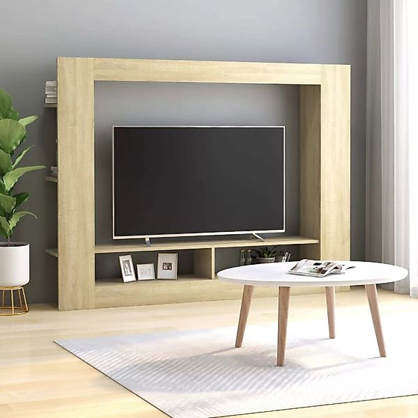 vidaXL TV-Schrank TV-Schrank Sonoma-Eiche 152x22x113 cm Spanplatte Lowboard günstig online kaufen