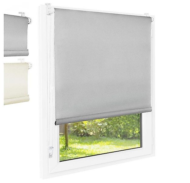 Seitenzugrollo Rollo Blackout grau 50x140, Foxx günstig online kaufen
