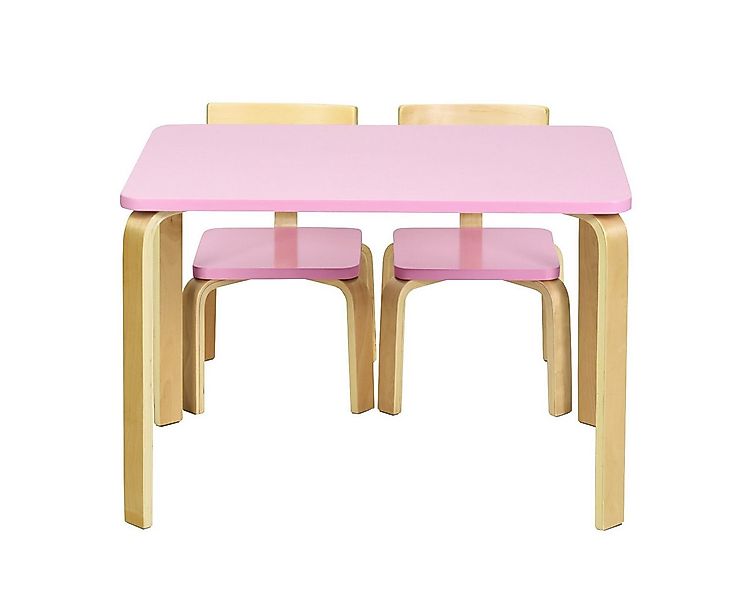 COSTWAY Kindersitzgruppe, Kindertisch mit 2 Kinderstühlen, Holz günstig online kaufen