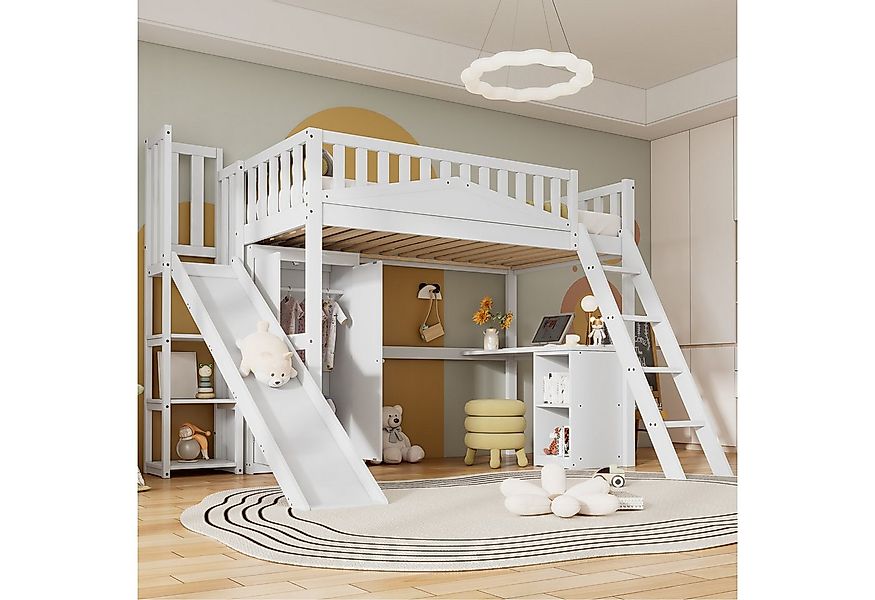 Merax Hochbett (Kieferholz Etagenbett Jugendbett Einzelbett mit Fallschutzg günstig online kaufen