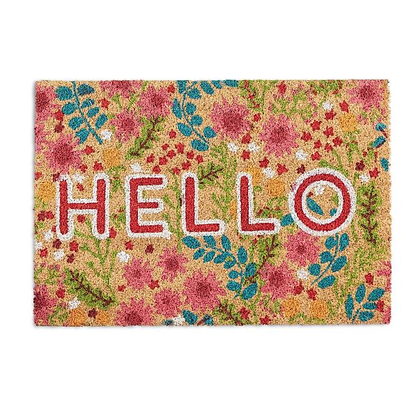 relaxdays Fußmatte Kokos Hello Blume, Höhe: günstig online kaufen