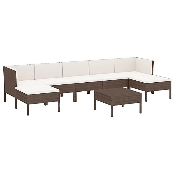 8-tlg. Garten-lounge-set Mit Auflagen Poly Rattan Braun günstig online kaufen