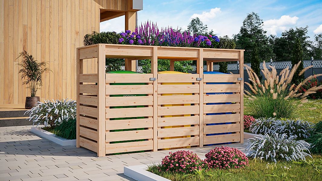Karibu "Mülltonnenunterstand 3 mit Hochbeet" naturbelassen oder anthrazit günstig online kaufen