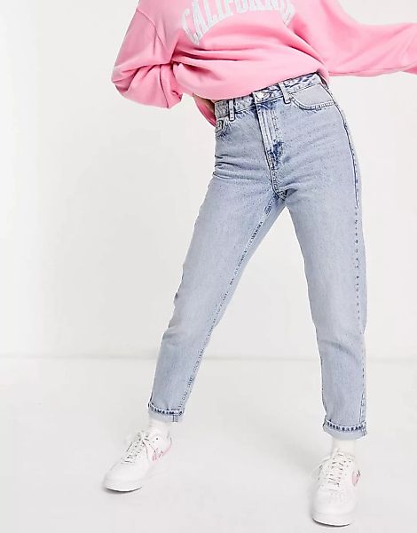 Topshop – Mom-Jeans aus einem recycelten Baumwollmix in Mittelblau günstig online kaufen