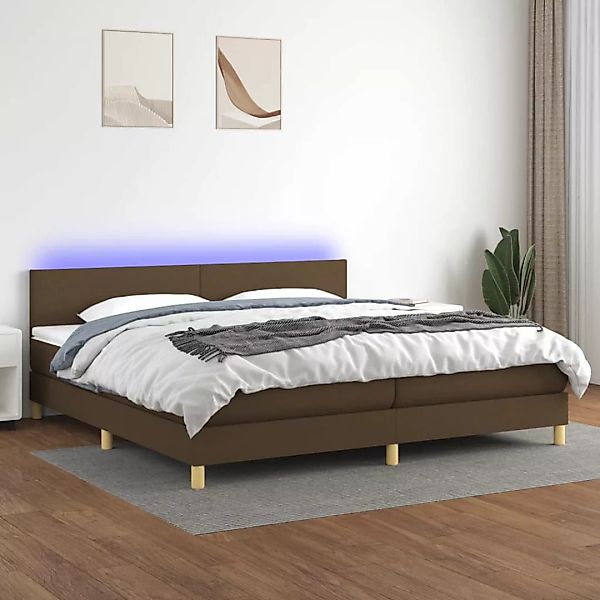 Vidaxl Boxspringbett Mit Matratze & Led Dunkelbraun 200x200 Cm Stoff günstig online kaufen