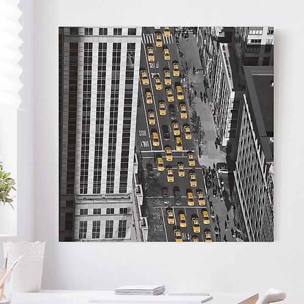Leinwandbild Architektur & Skyline - Quadrat Taxiverkehr in Manhattan günstig online kaufen