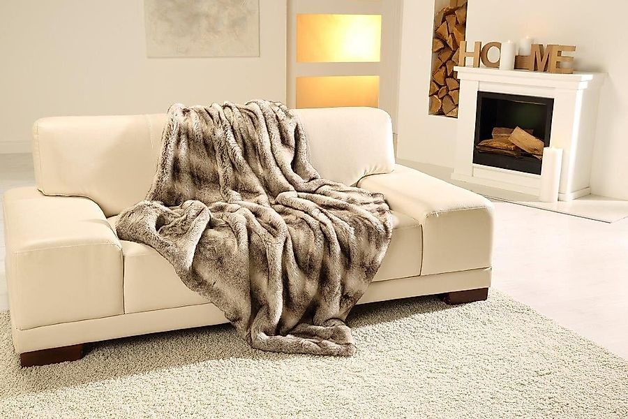 Wohndecke Rentier Felloptik, Gözze, warme Qualität, Kuscheldecke günstig online kaufen