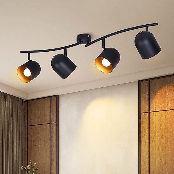 ZMH Deckenstrahler 2/3/4 Flammig-Schwarzgold E14 Deckenlampe günstig online kaufen