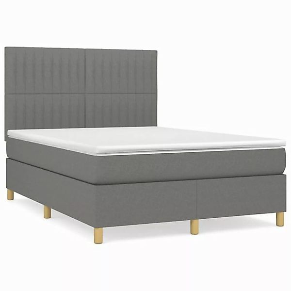 vidaXL Boxspringbett Boxspringbett mit Matratze Dunkelgrau 140x190 cm Stoff günstig online kaufen