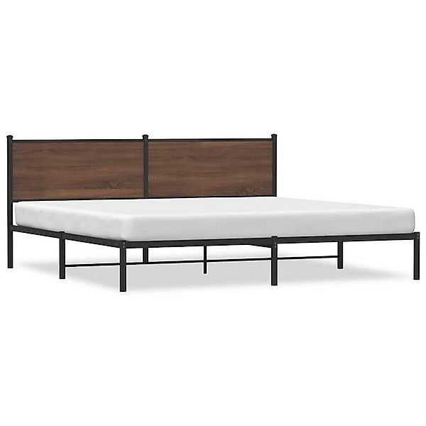 vidaXL Bett, Metallbett ohne Matratze Braun Eichen-Optik 193x203 cm günstig online kaufen