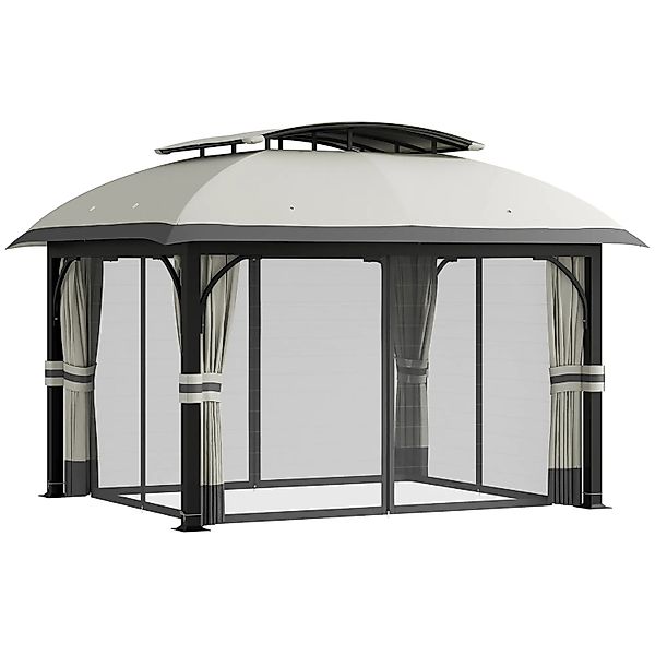 Outsunny Pavillon Metall Polyester Hellgrau 395L x 330B x 294H cm günstig online kaufen