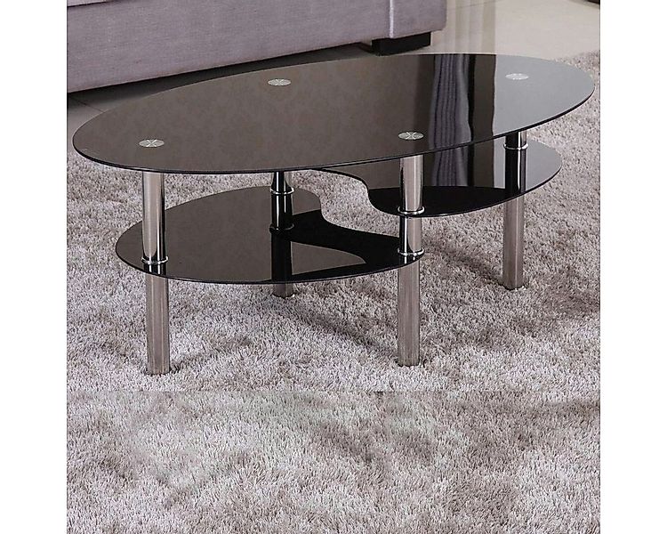 HOOZ Couchtisch HOOZ Couchtisch 98x55cm mit Ablage in schwarz Glas (Wohnzim günstig online kaufen