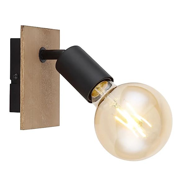 Globo Wandstrahler Martha Holzfarben/Schwarz 13 x 9 cm günstig online kaufen