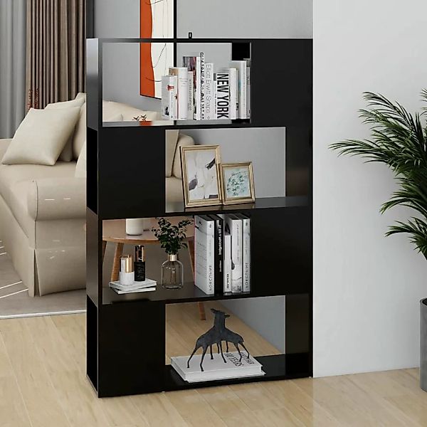 Bücherregal Raumteiler Schwarz 80x24x124,5 Cm Spanplatte günstig online kaufen