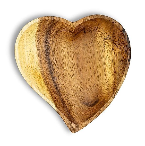 Levandeo® Dekoteller, Holzschale Akazie 15cm Herz Design Snackschale Schale günstig online kaufen
