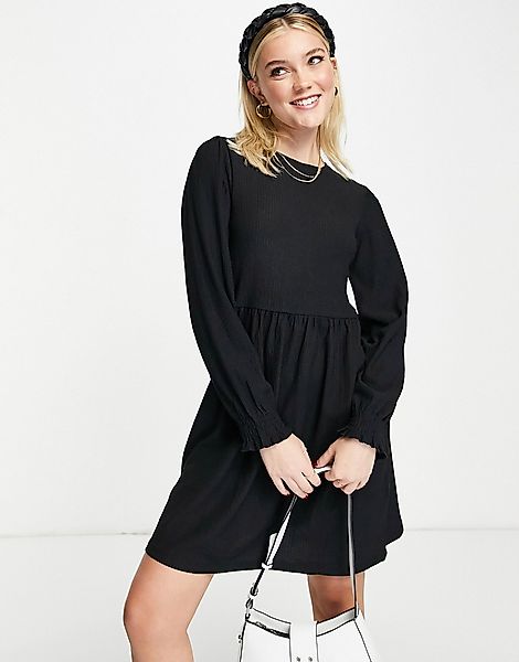 New Look – Langärmliges Mini-Hängerkleid aus Jersey in Schwarz günstig online kaufen