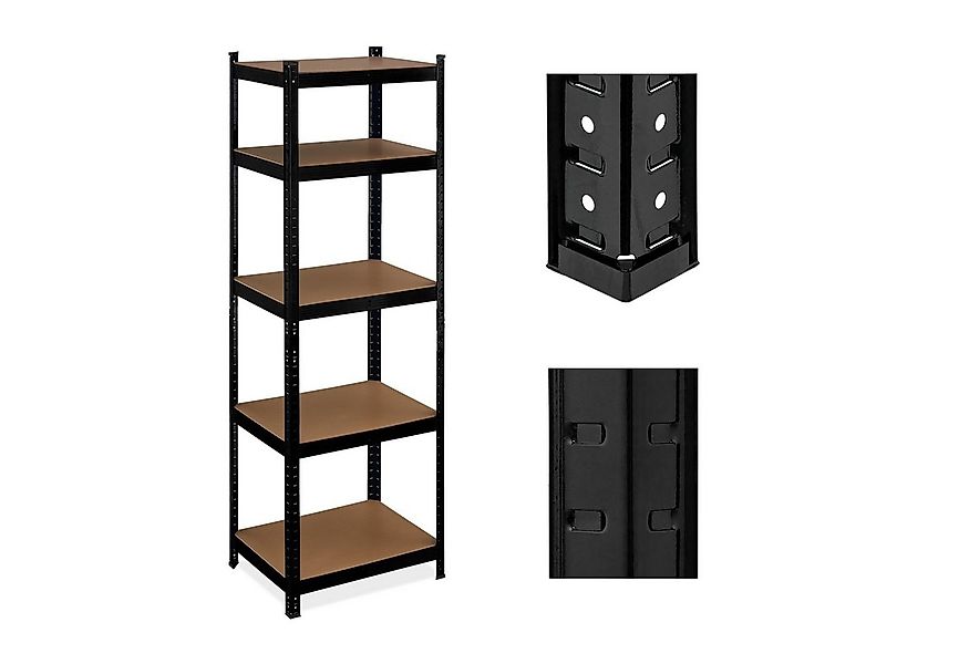 relaxdays Schwerlastregal Schwarzes Schwerlastregal mit 5 Ebenen günstig online kaufen