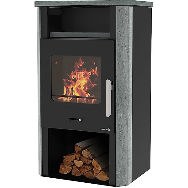 Wamsler Kaminofen Cube Stahl Naturstein 6 kW günstig online kaufen