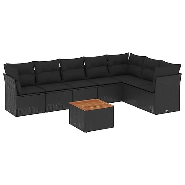 vidaXL 8-Tlg Garten-Sofagarnitur mit Kissen Schwarz Poly Rattan 3256006 günstig online kaufen
