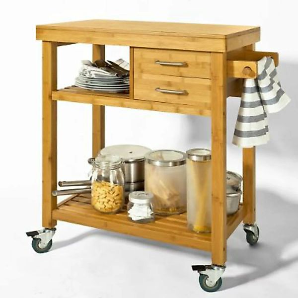 SoBuy® Küchenwagen Servierwagen mit Schublade und Handtuchhalter natur günstig online kaufen