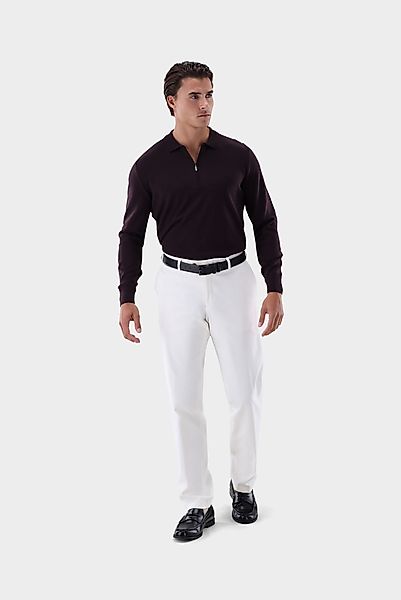 Poloshirt Langarm mit Reißverschluss aus merzerisierter Wolle günstig online kaufen