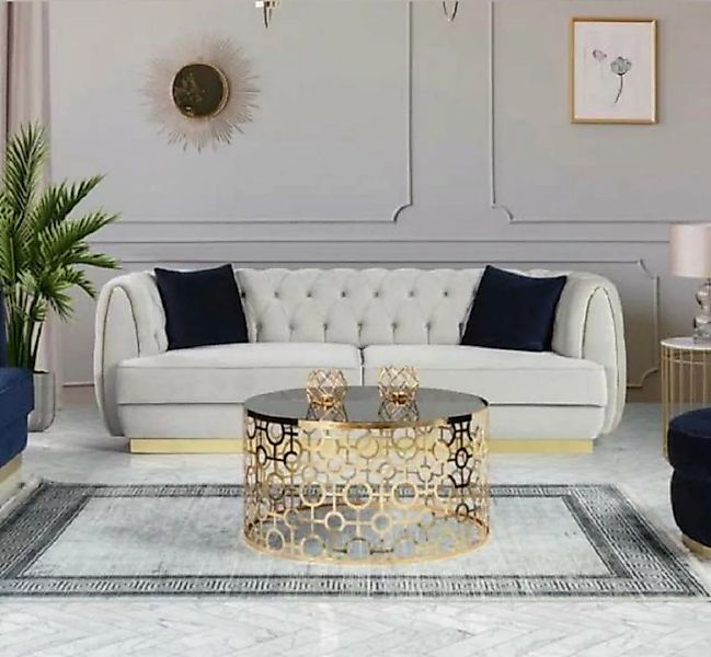 JVmoebel 3-Sitzer Elegante Sofa Chesterfield Weiß Dreisitzer Couch Samt Neu günstig online kaufen