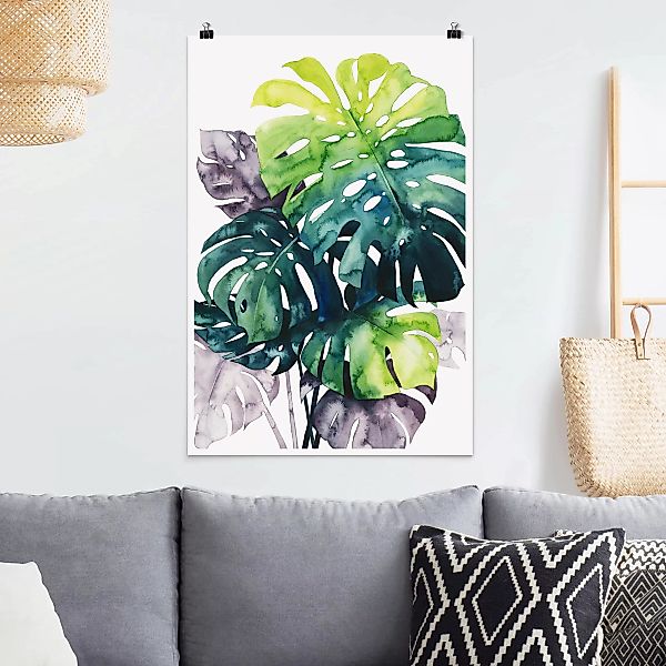 Poster - Hochformat Exotisches Blattwerk - Monstera günstig online kaufen